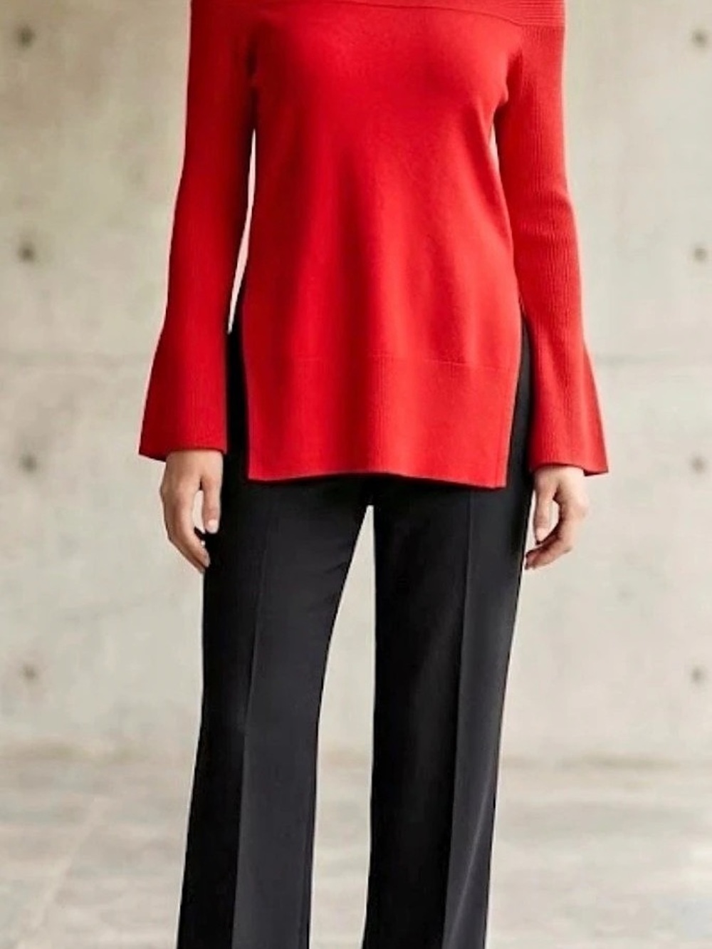 Anthropologie Off-Shoulder Ribbed Sweater in Red Size Small NWT